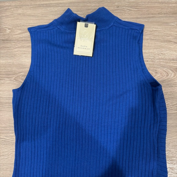 Dana Buchman Sleeveless Cobalt Blue Acrylic Mockneck Top Size S New With Tags - Picture 4 of 14